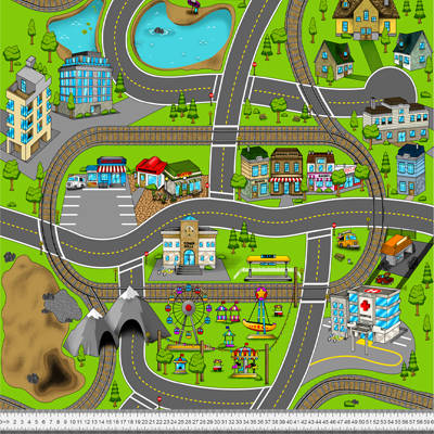 AROUND TOWN PLAYMAT PANEL - SIZE 50"X60"