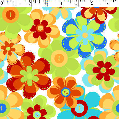 FLANNELETTE PRINTS - BUTTON FLOWERS