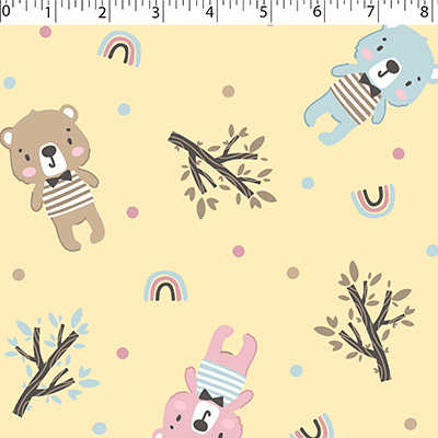 FLANNELETTE PRINTS - RAINBOW TEDDY