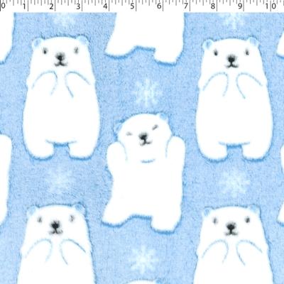 white and blue polyester polar bear burnout frosted chenille print