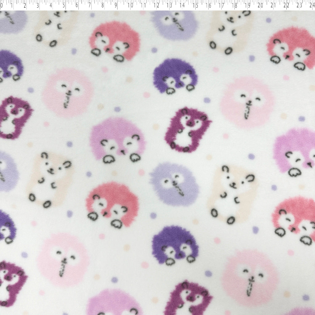 purple adorable hedgehogs fleece print