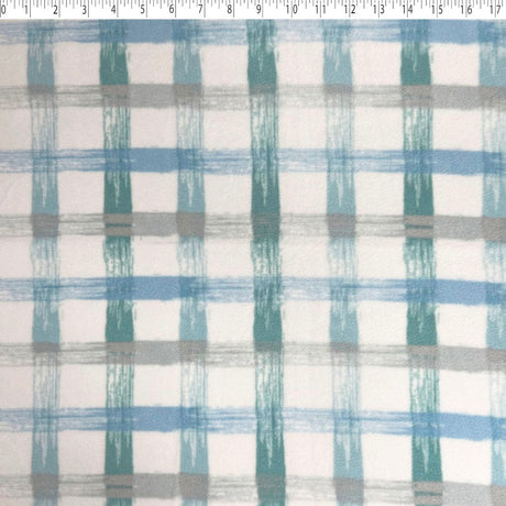 blue paint brush plaid fleece print