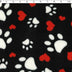 black paws and hearts fleece print