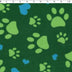 green paws and hearts fleece print