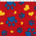 red paws and hearts fleece print