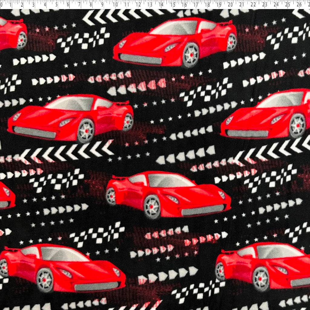 black racing car fleece print