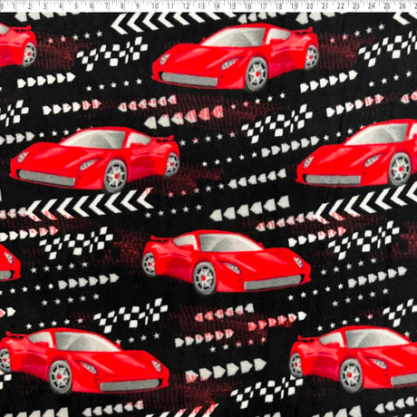 black racing car fleece print