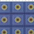 blue sunflower crochet fleece print