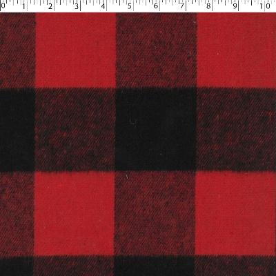 red / black recycled poly / cotton 3" buffalo check plaid print