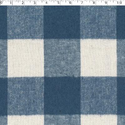 denim / off white recycled poly / cotton 3" buffalo check plaid print