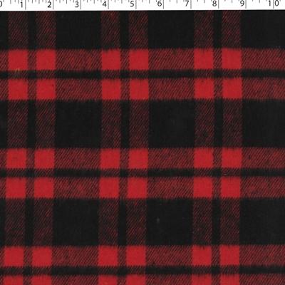 red / black recycled poly / cotton lumberjack check plaid print