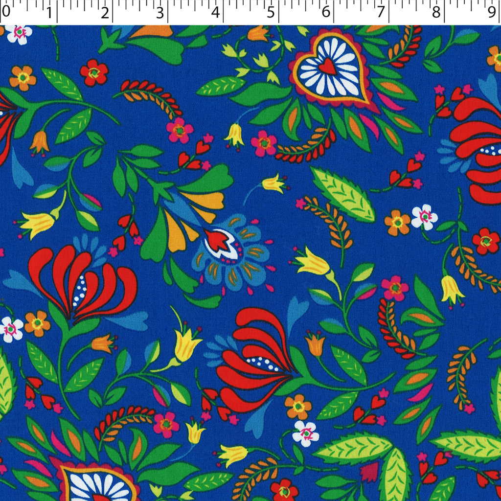 CRAYON BRITES - COTTON POPLIN PRINTS - FOLK FLORAL 1