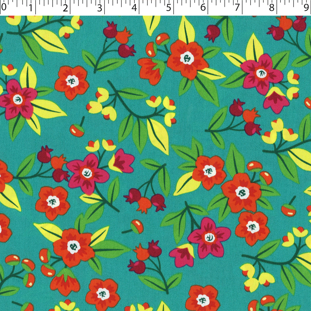 CRAYON BRITES - COTTON POPLIN PRINTS - FOLK FLORAL 2