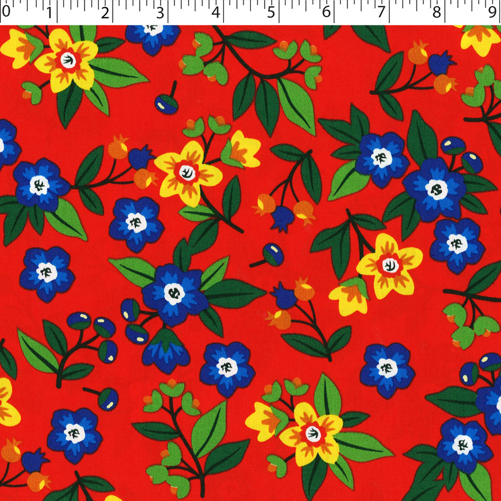 CRAYON BRITES - COTTON POPLIN PRINTS - FOLK FLORAL 2