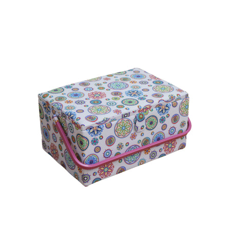 SEWING BASKET WITH PLASTIC HANDLE - LARGE  (WITH PVC TRAY)