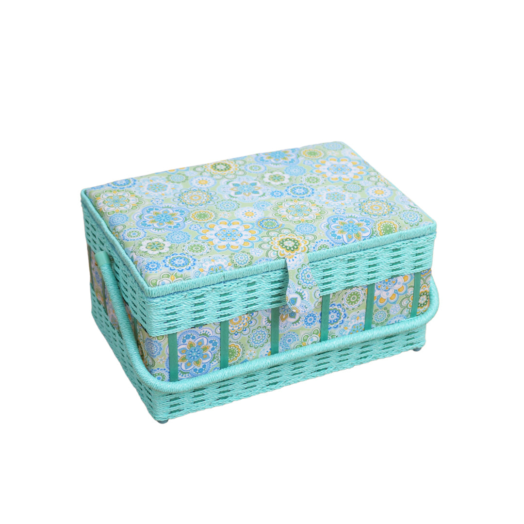 SEWING BASKET WITH PP CORD TRIMMING ON BODY - LARGE (WITH PVC TRAY)