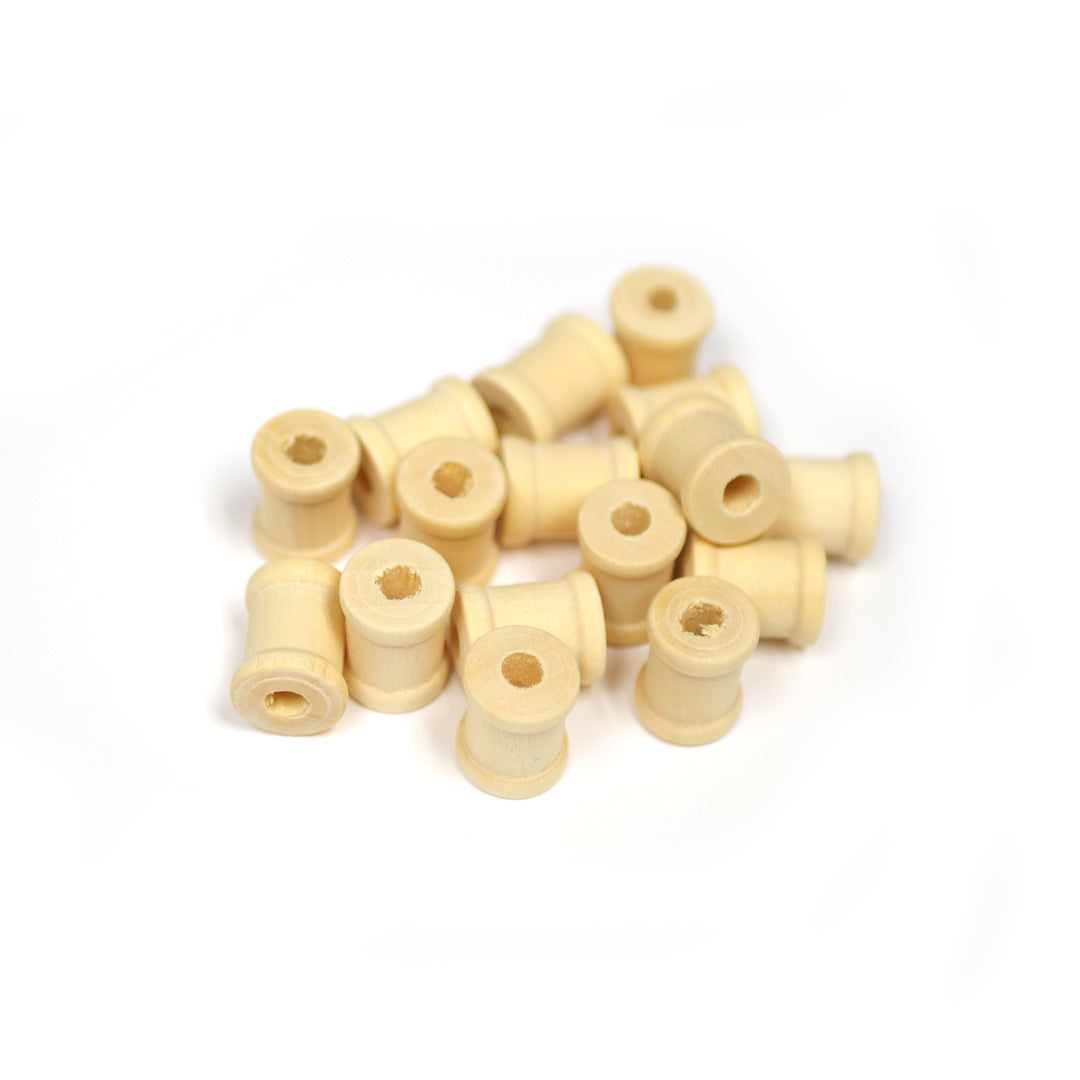 16PCS WOOD BARREL SPOOLS - SMALL