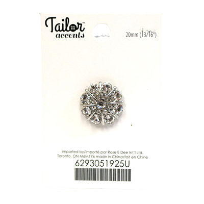 MULTI STONE RHINESTONE BUTTON 20MM