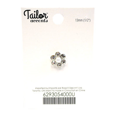 FLORAL RHINESTONE BUTTON W/ PEARL CENTER 13MM