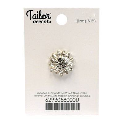 POINTED FLORAL RHINESTONE BUTTON 20MM