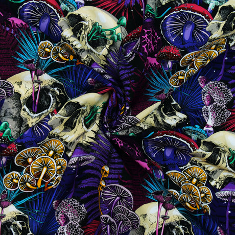 SABRINA RAYON TWILL PRINTS - SKULLS AND MUSHROOMS