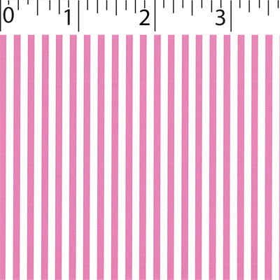 dk pink ground cotton fabric with white little stripe prints