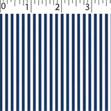 navy ground cotton fabric with white little stripe prints