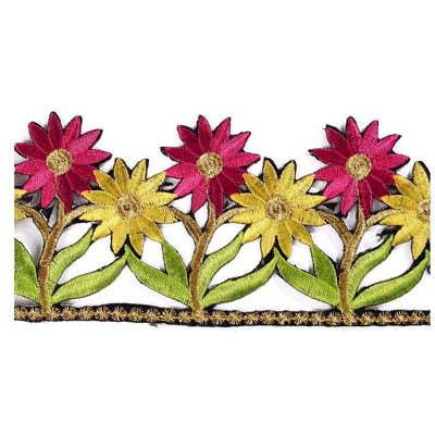 TRIM EMBROIDERY FLORAL IRON ON 8CM