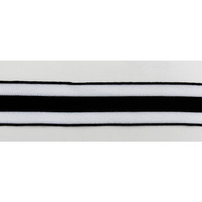 BLACK AND WHITE STRIPE KNITTED TRIM 38MM