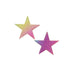 2 MINI RAINBOW GLITTER STAR APPLIQUES 3.5CM X 3.4CM (IRON ON)